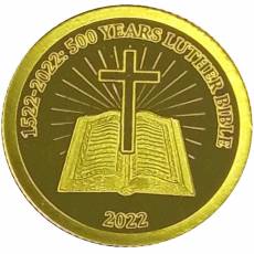 Goldmünze 1/2 gramm 500 Jahre Luther Bibel 2022