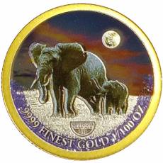 Goldmünze 1/100 oz Mysterious Rhodium Savanna Life Elefant 2023