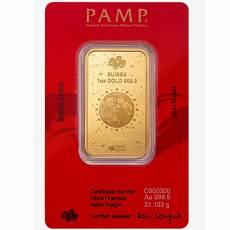 1 Unze Jahr der Schlange Pamp - Goldbarren 999,9/1000