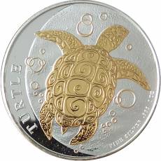 Silbermünze 1 oz Niue Turtle Schildkröte teilvergoldet 2022