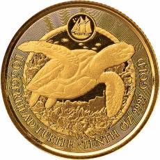 Goldmünze 1/10 oz Cayman Islands Unechte Karettschildkröte Proof Like 2024