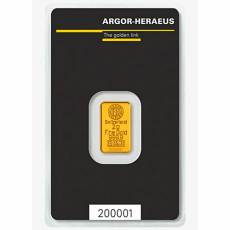 2 gramm Argor-Heraeus - Goldbarren 999,9/1000