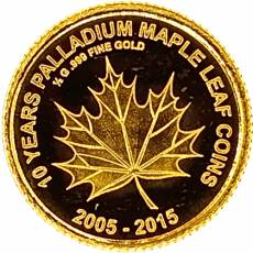 Goldmünze 1/2 gramm 10 Jahre Maple Leaf 2015
