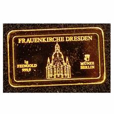 Goldbarren 1 gramm 999,9/1000 Dresden Frauenkirche Proof