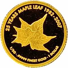 Goldmünze 1/2 gramm 25 Jahre Maple Leaf 2007