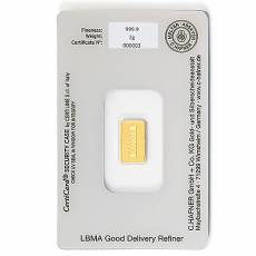 2 gramm C. Hafner - Goldbarren 999,9/1000