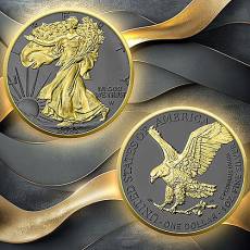 Silbermünze 1 Unze American Silver Eagle Golden Ring 2025