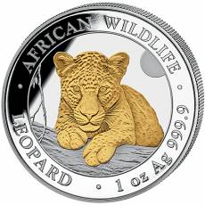 1 Unze Silbermünze Somalia African Wildlife Leopard gilded 2025