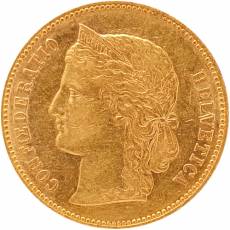 Goldmünze 20 Franken Helvetica Schweiz 1891