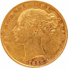Goldmünze 1 Pfund Sovereign Elisabeth Shield 1869