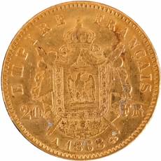 20 Franc Goldmünze Napoleon III. Frankreich 1868