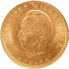 Goldmünze 100 Piaster Ismet Inönü 1943-50