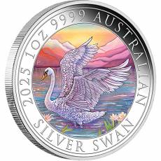 1 Unze Silbermünze Australien Schwan coloriert 2025