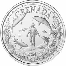 Silbermünze 1 oz Eastern Caribbean Grenada Shark Diver 2024