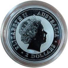 Silbermünze 2 oz Lunar I Hund farbig 2006