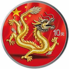 Silbermünze 1 oz China Dragon - Drache farbig 2025