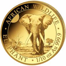 Goldmünze 1/10 oz Somalia Elefant 2025