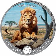 1 Unze Silbermünze World´s Wildlife Kongo Löwe farbig 2025