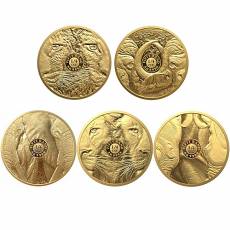 5 x 1/4 oz Goldmünze Komplette Serie Big Five II Elefant, Löwe, Leopard, Nashorn, Büffel