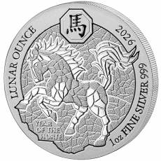 1 Unze Silbermünze Ruanda Lunar Pferd 2025