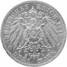 Silbermünze 3 Mark Preußen Wilhelm II in Uniform 1913