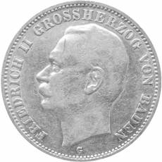 Silbermünze 3 Mark Baden Friedrich II 1910