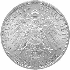 Silbermünze 3 Mark Preußen Wilhelm II 1911