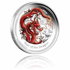 Austr. Lunar Drache 1/2 oz Silber Polierte Platte coloriert 2012