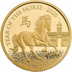 Goldmünze 1/4 oz Lunar Pferd Royal Mint PP 2026