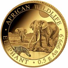 Goldmünze 0,5 gramm Somalia Elefant PP 2026