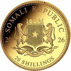 Goldmünze 0,5 gramm Somalia Elefant PP 2026