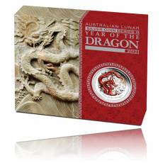 Austr. Lunar Drache 1 oz Silber Polierte Platte coloriert 2012