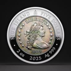 Silbermünze 2 oz Greatest USA Coins Draped Bust Silver Dollar Proof/Gold plated 1804