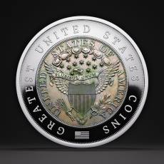 Silbermünze 2 oz Greatest USA Coins Draped Bust Silver Dollar Proof/Gold plated 1804