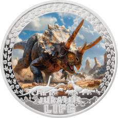 Silbermünze 2 oz  Jurassic Life Triceratops Proof 2025