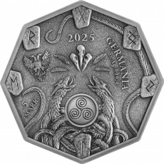 1 Unze Silber Die GERMANISCHE SEHERIN - Witchcraft Herbalist Ritual 5 Mark UV Antik Finish 2025