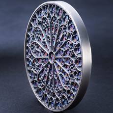 Silbermünze 5 oz Notre Dame Gotik Fenster Mandala Art Antik Finish 2024