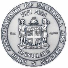 Silbermünze 5 oz Notre Dame Gotik Fenster Mandala Art Antik Finish 2024