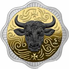 1 Unzen Silber Malta Malteser Ochse - Maltese Ox Ruthenium gilded 2025