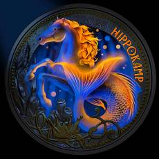 3 Euro Fantastische Fabelwesen Hippokamp UV-Effekt 2025