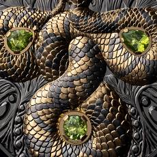 Silbermünze 5 oz Glücksschlange Einlagen aus schwarzen Diamanten und Peridot-Edelsteinen 2026