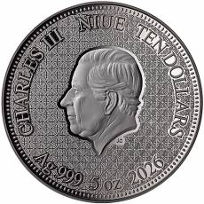 Silbermünze 5 oz Glücksschlange Einlagen aus schwarzen Diamanten und Peridot-Edelsteinen 2026