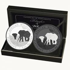 Silbermünzen - Satz Somalia Elefant Black & White 2026