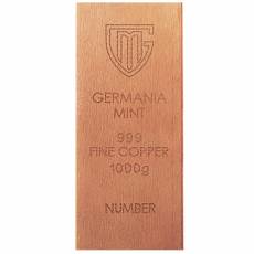 1 kg Kupferbarren Rohbarren 999,9 Germania Mint