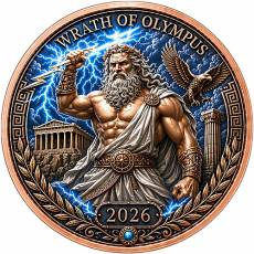 Kupfer Round 1 oz Zorn der Olymp High Relief 2026