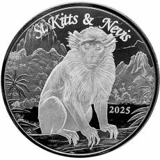 Silbermünze 1 oz Eastern Caribbean St. Kitts & Nevis Green Vervet Monkey 2025