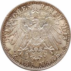 Silbermünze 2 Mark Preußen Wilhelm II in Kürassier-Uniform 1913 schöne alte Patina