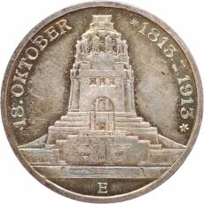 Silbermünze 3 Mark Sachsen Völkerschlachtdenkmal 1913