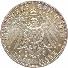 Silbermünze 3 Mark Sachsen Völkerschlachtdenkmal 1913