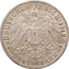 Silbermünze 3 Mark Baden Friedrich II 1912